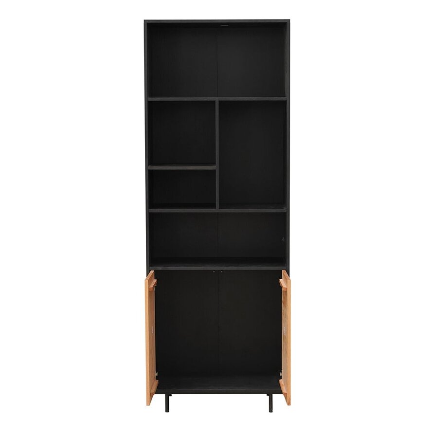 Wandkast Bradley zwart/blank eiken 80x220 cm - Afbeelding 3