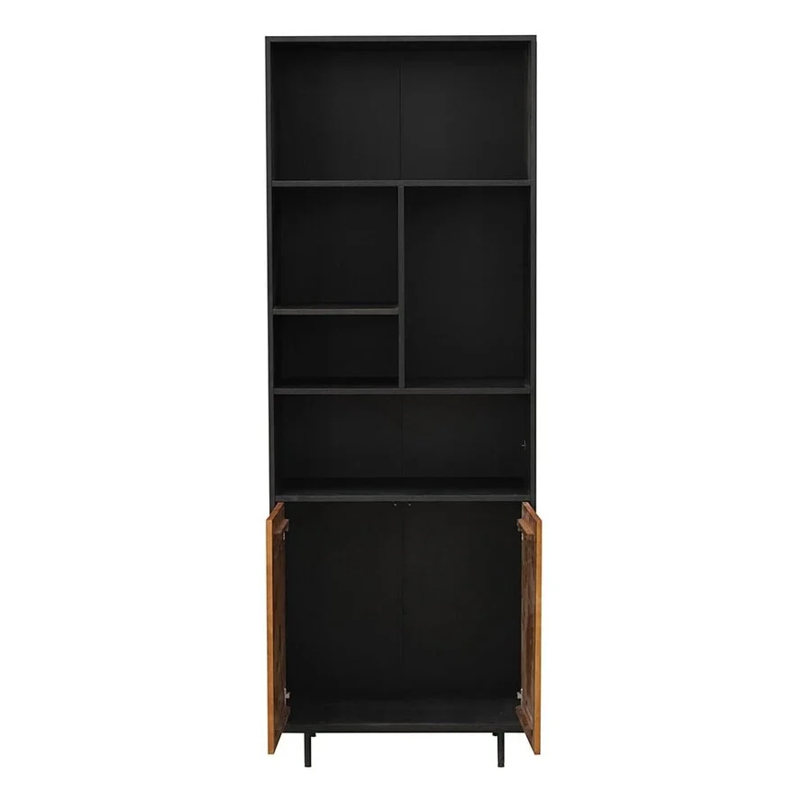 Wandkast Bradley zwart/rustiek eiken 80x220 cm - Afbeelding 3