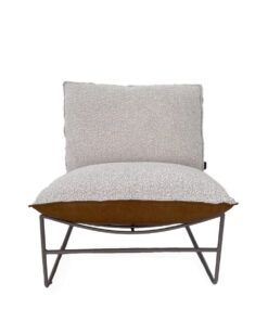 Alternative view of Fauteuil Maceo leer/bouclé cognac/beige