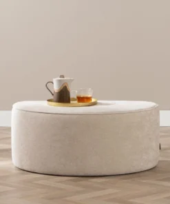 Alternative view of Hocker Lune halve maan chenille beige