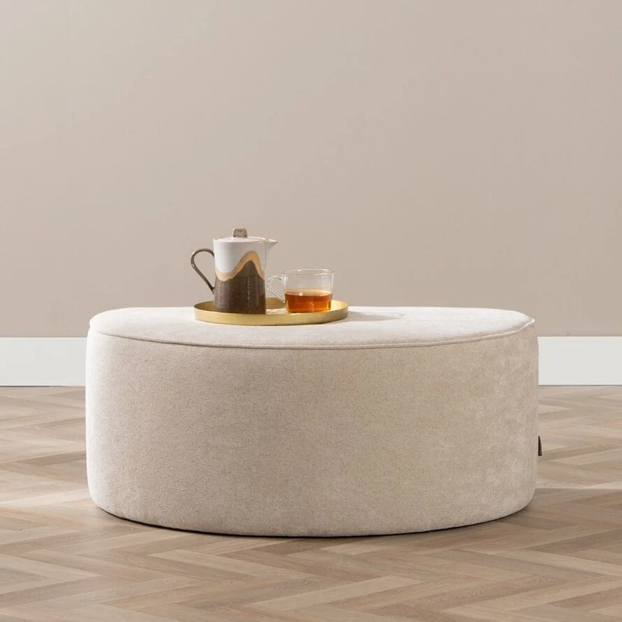 Hocker Lune halve maan chenille beige - Afbeelding 2