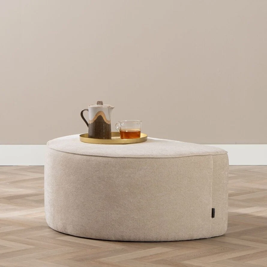 Hocker Lune halve maan chenille beige - Afbeelding 4