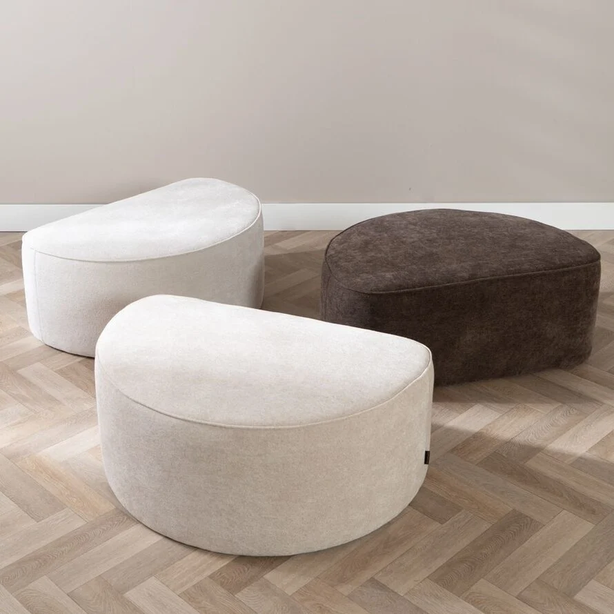 Hocker Lune halve maan chenille beige - Afbeelding 7