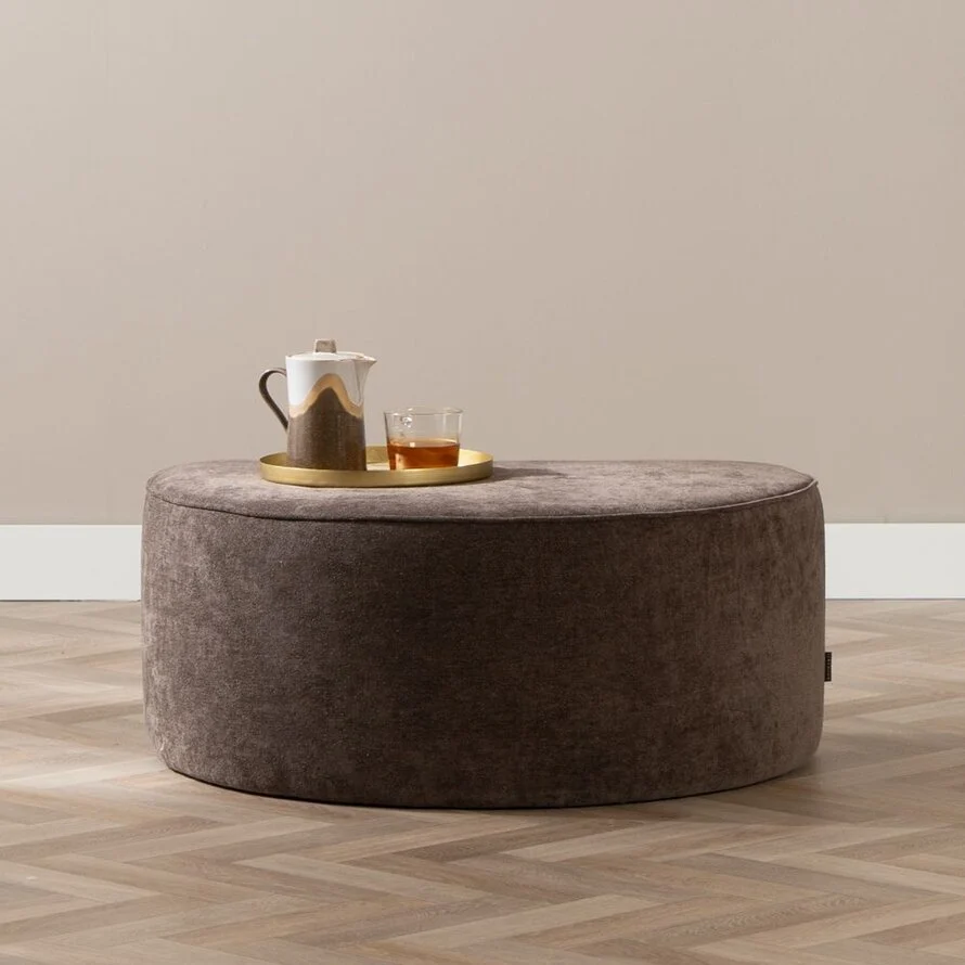 Hocker Lune halve maan chenille bruin - Afbeelding 2