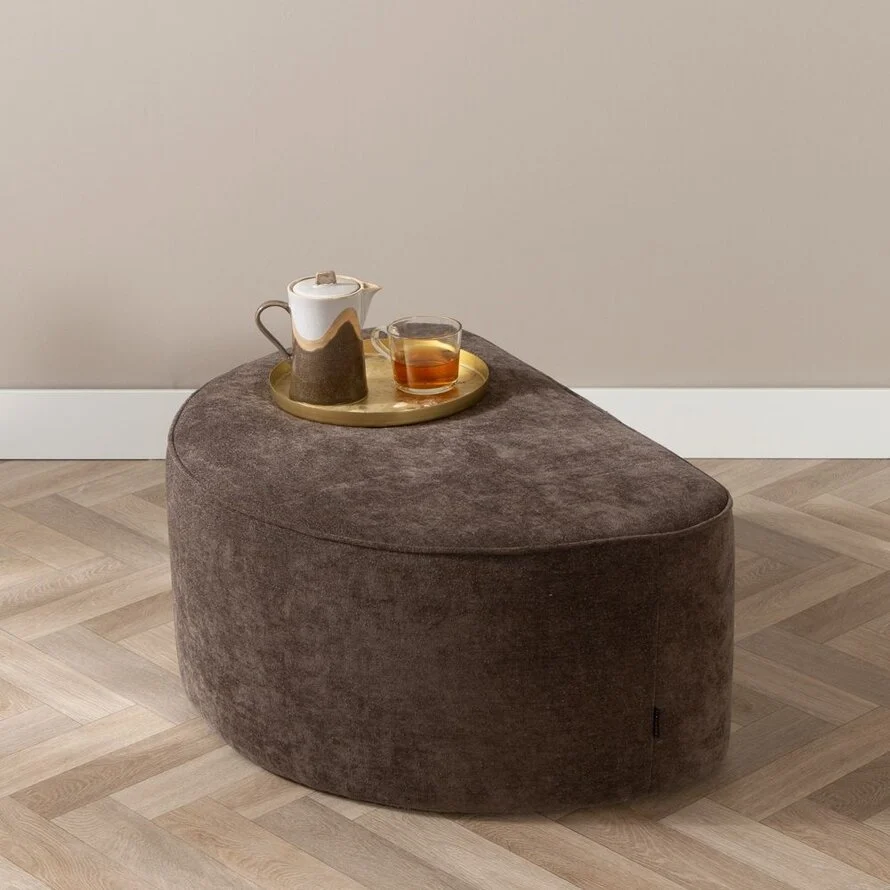 Hocker Lune halve maan chenille bruin - Afbeelding 6