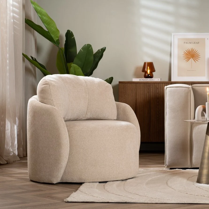 Fauteuil Cali beige chenille - Afbeelding 6