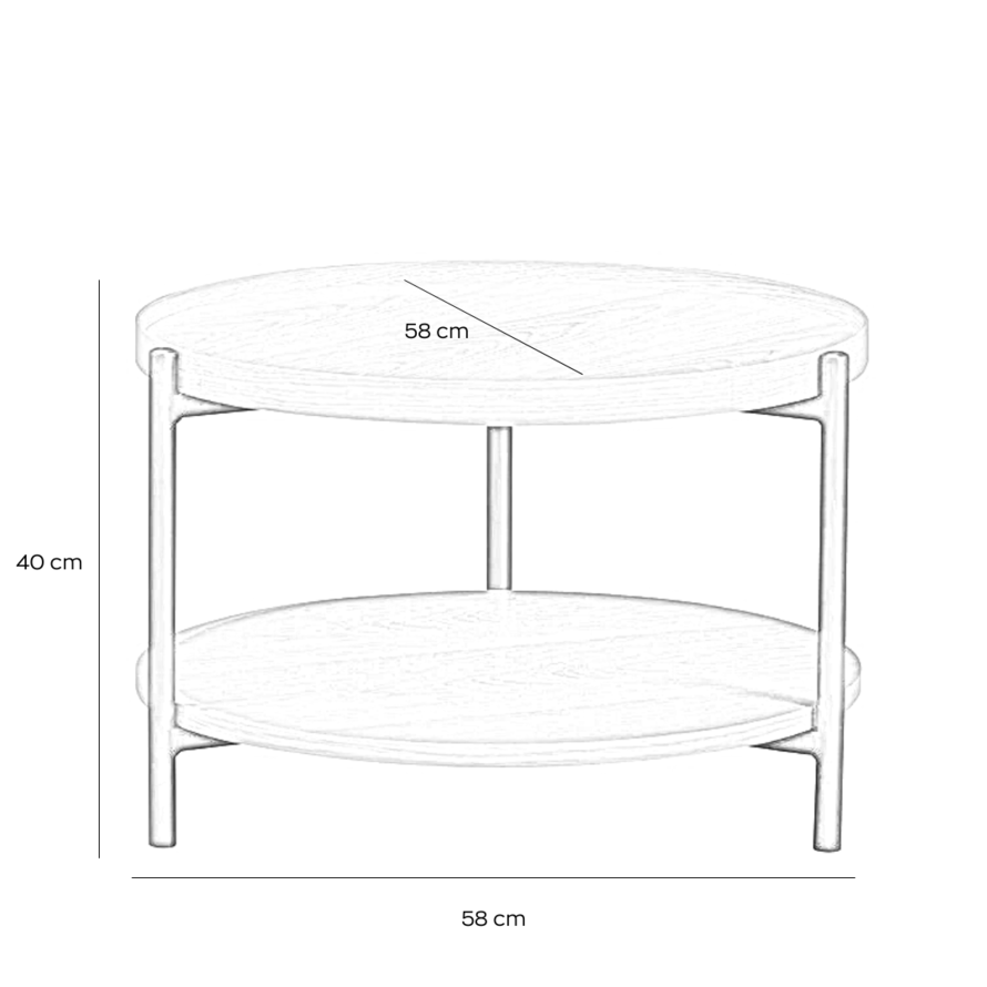Salontafel Rio rond zwart eiken Ø58 cm - Afbeelding 3