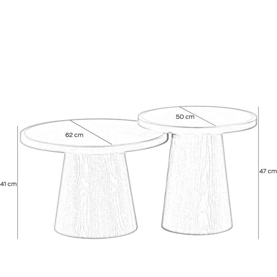 Salontafel set Mae travertin/rustiek eiken - Afbeelding 3