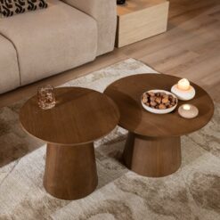 Alternative view of Salontafels Ash rond set van 2 rustiek eiken