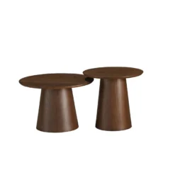 Salontafels Ash rond set van 2 rustiek eiken
