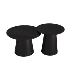 Salontafels Ash rond set van 2 zwart eiken