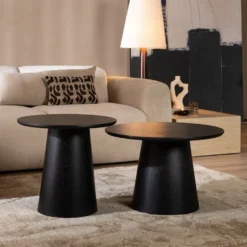 Salontafels Ash rond set van 2 zwart eiken - Afbeelding 8