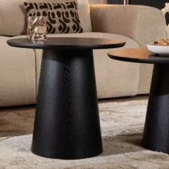 Salontafels Ash rond set van 2 zwart eiken - Afbeelding 5