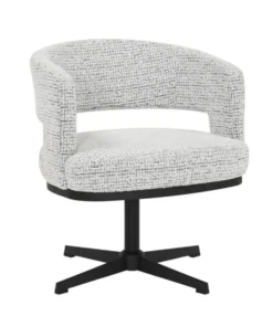 Fauteuil Gino draaibaar polyester off white/zwart