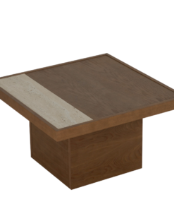 Salontafel Java 70x70 cm rustiek eiken/travertin