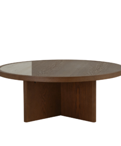 Salontafel Maeva Ø80 cm rustiek eiken/travertin