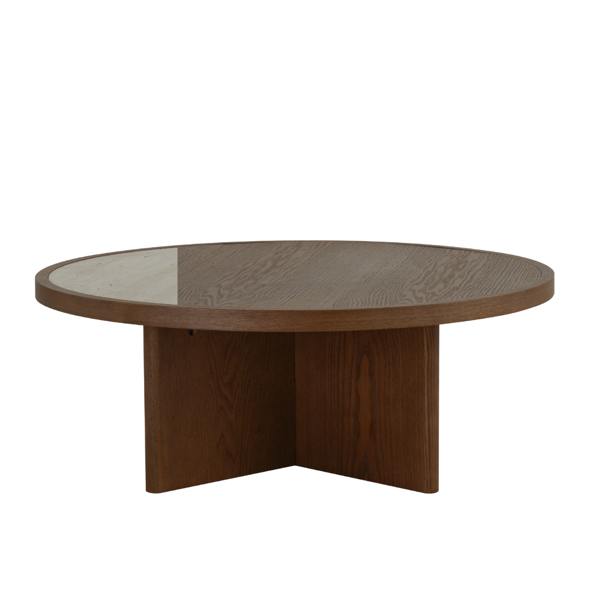 Salontafel Maeva Ø80 cm rustiek eiken/travertin