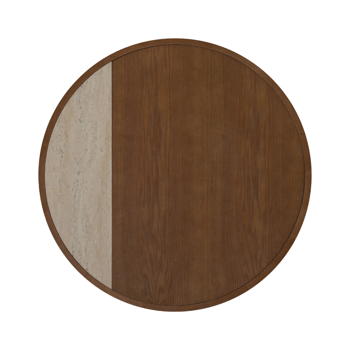 Salontafel Maeva Ø80 cm rustiek eiken/travertin - Afbeelding 2