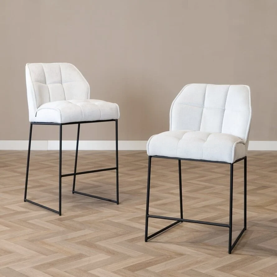 Barkruk Jelle off white polyester 82 cm - Afbeelding 3