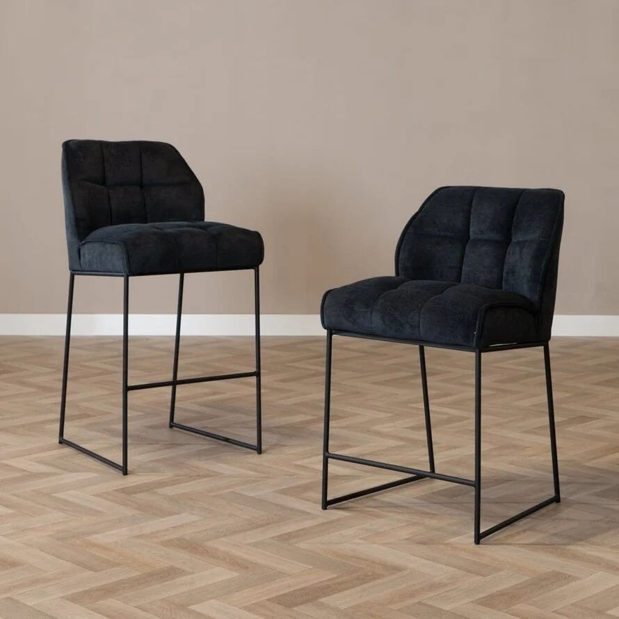 Barkruk Jelle zwart polyester 82 cm - Afbeelding 3