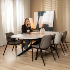 Eetkamerstoel Trevi gemêleerd off white/bruin - Afbeelding 7