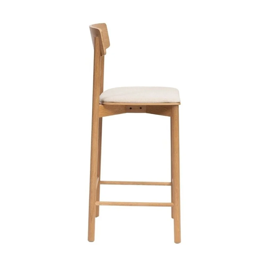 Scandinavische barkruk Inez naturel eiken/ off white 70 cm - Afbeelding 5