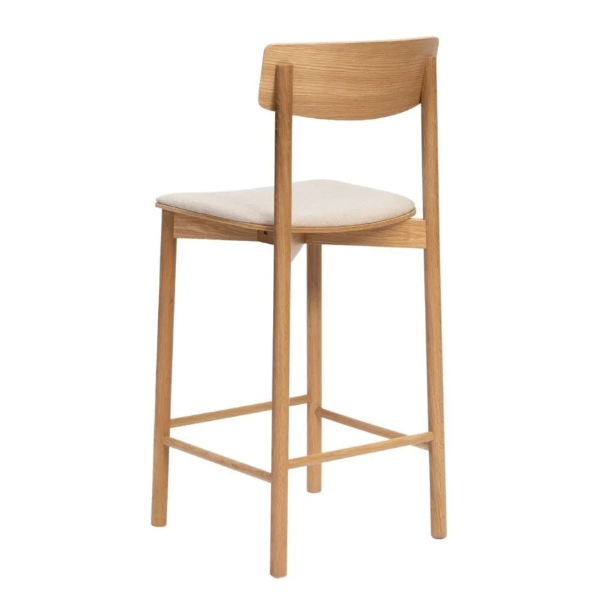 Scandinavische barkruk Inez naturel eiken/ off white 70 cm - Afbeelding 6