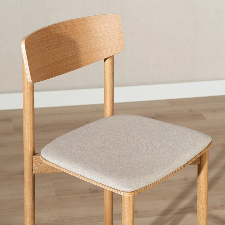 Scandinavische barkruk Jane naturel eiken/ off white 80 cm - Afbeelding 5