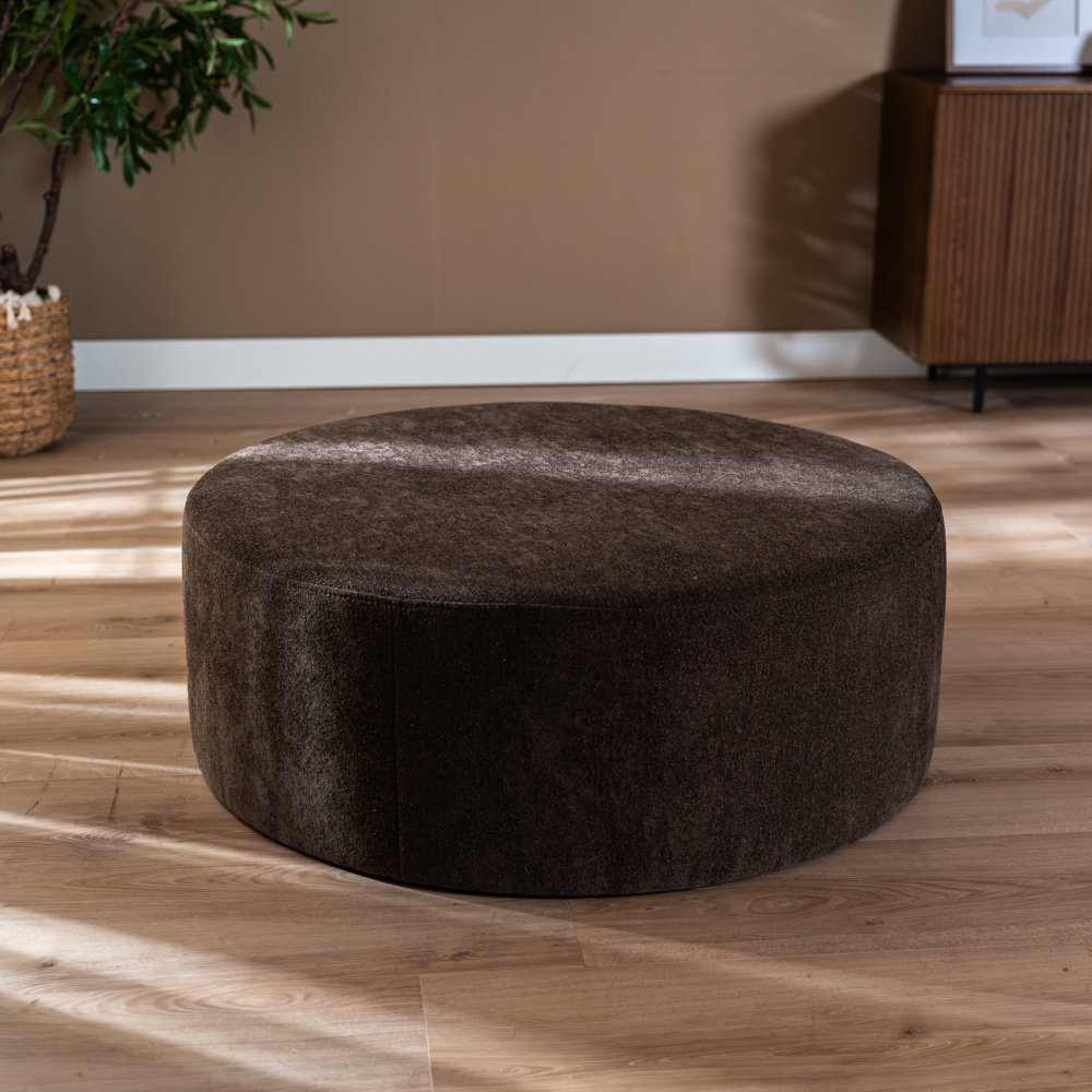 Poef Blair rond chenille bruin ø100 cm - Afbeelding 3